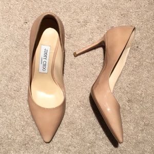Pristine Jimmy Choo patent leather nude heels